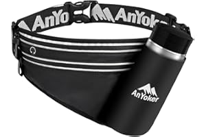 AnYoker ランニングポーチ 軽量 防水 揺れない ウエストポーチ iPhone スマホ対応 軽量 水筒 ウエストポーチ 防水 ランニング ポーチ 薄型 おしゃれ メンズ レディース スポーツ用品-YB