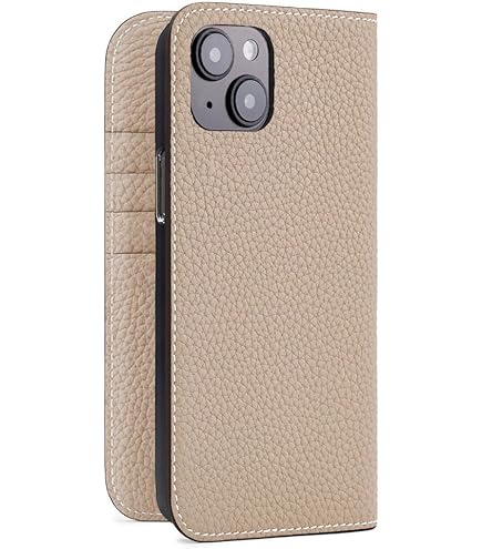 新品！ボナベンチュラiPhone14手帳型ケース ベージュ/イエロー 新作】ミラーケース 肩掛け ストラップ付き(iPhone 14シリーズ)
