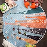 Sunsang おもちゃ収納袋ベビープレイマット、大150CM直径の多目的キッズのアクティビティマットとおもちゃのオーガナイザー らくらく片付け レゴ収納 かわいい おしゃれ綿製 (6)