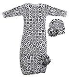 Woombie Indian Cotton Gowns Plus Hat, Mod Black Circles, 16-23 Lbs by Woombie [並行輸入品]