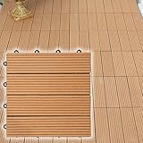 木の風合に抜群の耐候性 ウッディスケープ フロアパネル 溝付タイプ ライトブラウン 30cm角 18枚セット WPC-18-GAP106-LBR