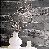 birwall 8014モダンスタイリッシュなレンガ壁紙Wallcoverings壁壁画、20.8 X 393.7」、」グレー/シアン/ブラック