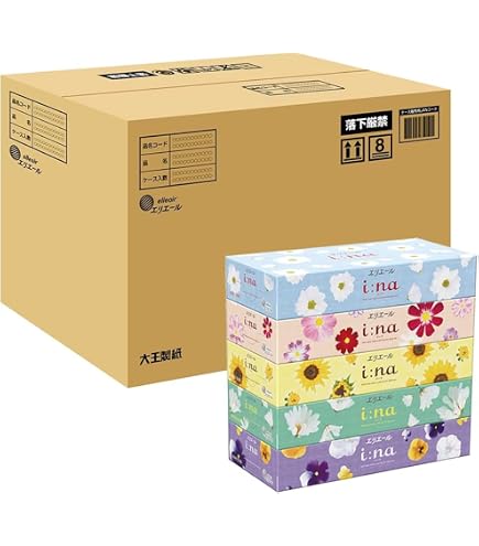 Amazon.co.jp: ネピア ティッシュ 300枚150組 5箱 12入（60箱） ケース