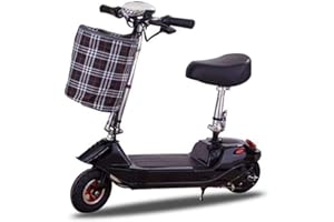 Tcrciuk 大人用折りたたみ電動スクーター、リチウム電池折りたたみスクーター、キャンパス通勤スクーター、小型リチウム電池、シート付きミニ折りたたみスクーター、ユニセックス電動スクーター、折りたたみ式でポータブルなデザイン、軽量で収納が簡単、通学や仕事に欠かせないツール