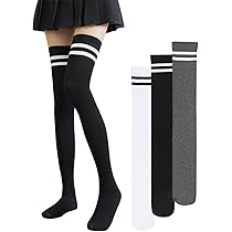 Amazon.co.jp: [VISELIA] ニーハイソックス 3足セット 美脚 レディース