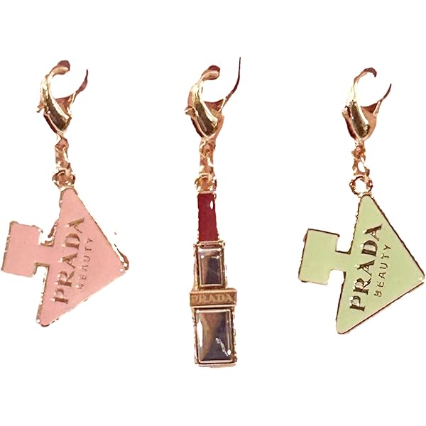 Amazon.co.jp: Prada エナメルメタルキーリング ブラックとゴールド