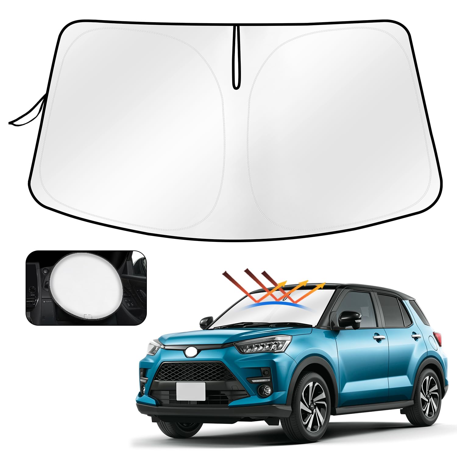 CARTIST ライズ ロッキー サンシェード フロントガラス RAIZE A200A A210A H31.11~現行 車中泊 | 日除け, 遮光, UVカット, 内装劣化防止, 4層アルミ断熱, 遮熱構造, 車内温度抑制, ジャストフィット, 車種