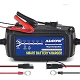 ADPOW 12V バッテリー充電器 5A バッテリーチャージャー 15-120Ah用 メンテナンス充電器 サルフェーション除去 7段階全自動充電 LED表示 過電圧/過電流/過熱/逆接続/ショート等保護 トラック/カー/オートバイ/自動車等用
