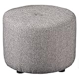 スツール オットマン 1人掛け 腰掛け PVC レザー ファブリック チェア 丸型 円形 イス 玄関 北欧 おしゃれ シンプル モダン (グレー)