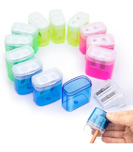 BOPART 24-Pack Colored Pencil Sharpeners - Dual Hole, Handheld With Lid, For Kids & Adults - View #9