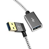 USB 3.0延長ケーブル,CableCreation 左角USB 3.0 A(オス) - (メス)延長ケーブル USB 3.0延長コード 90度 Oculus VR、プレイステーション、Xbox、キーボード、プリンタ、スキャナーなど対応 スペースグ