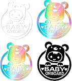Pacify 4枚セット ベビーインカー Baby On Board 15cm ステッカー 反射 防水 赤ちゃんが乗ってます 子供 BABY IN CAR シンプル 赤ちゃん 子ども 車用