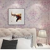 (ハンメロ)HANMEROのりなし壁紙 ダマスク ビニールクロス パープル クラシック 1ロール（53cm×10m）