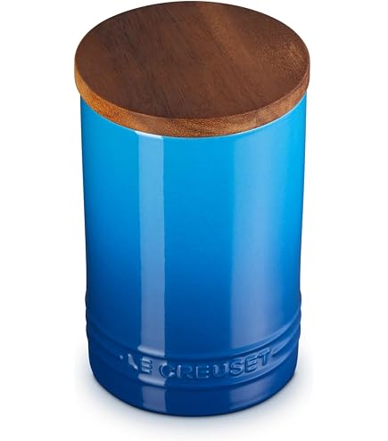 Amazon | Le Creuset ストーンウェア キャニスター 木製蓋付き 直径5.5