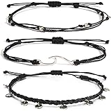 Lynnaneo Waterproof String Anklets Cute Beaded Ankle Bracelets Beach Wave Anklet Stainless Steel Coin Boho Ankle Jewelry for 