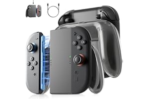 【人気版】Switch 2 JoyConに対応 充電グリップ, マグネット急速充電 & LEDライト, レイしながら充電可能, JoyCon 2アクセサリ, 人間工学デザイン, で握りやすい, 充電式コントローラーホルダー, 軽量コンパクト, USB
