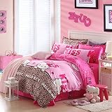 Warm Embrace Children Bedding Series 100% Cotton Hello Kitty Pink Leopard Duvet Cover Set & Fitted s