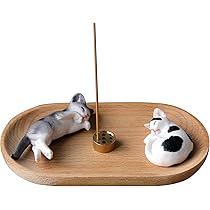 猫のお香立て 博鳳堂 お香立て - 猫 茶色 黒 銀色 ネコ 線香立て 香立 インセンス