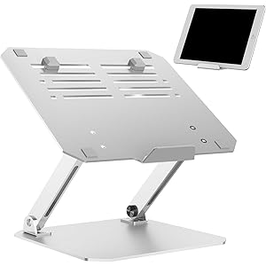 【高さ進級+PC収納スタンド付き】工匠藤井 パソコンスタンド スマホスタンド付き 無段階高さ/角度調整 折り畳み式 二つ…
