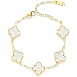WSupikio Fashion Chain Bracelets for Women Girls,18K Gold Lucky Adjustable Clover Link Bracelets Valentine's Day Christmas Gi