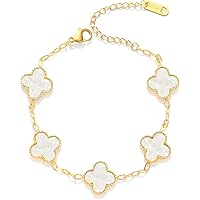 WSupikio Fashion Chain Bracelets for Women Girls,18K Gold Lucky Adjustable Clover Link Bracelets Valentine's Day Christmas Gi