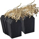 48 Pcs Chalkboard Tags, Topbuti Hanging Wooden Mini Chalkboard Signs Decorative Labels, Erasable Hanging Chalkboard Tags with