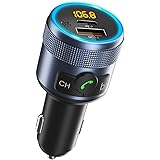 【Bluetooth5.1新登場】 FMトランスミッター HUNDRUP QC3.0急速充電 PD20W対応 USB *1口/Type-C *1口 車載 重低音モード Siri&Google Assistant対応 LEDライト ハンズフリー通話 1