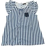 【H28年春夏物】 nico hrat(ニコフラート) 製品洗い加工済み 綿レーヨン天竺ストライプチュニック 110cm/NV NO.B-260112