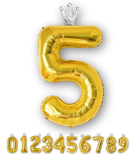 Amazon | PomeloCoto 5数字 バルーン金 大きい誕生日 飾り付け5歳