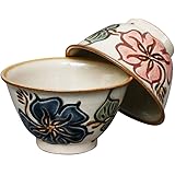 やちむん (沖縄陶器) 3.5寸マカイ ハイビスカス ペアセット | 茶碗 茶わん 食器 線彫り 焼き物