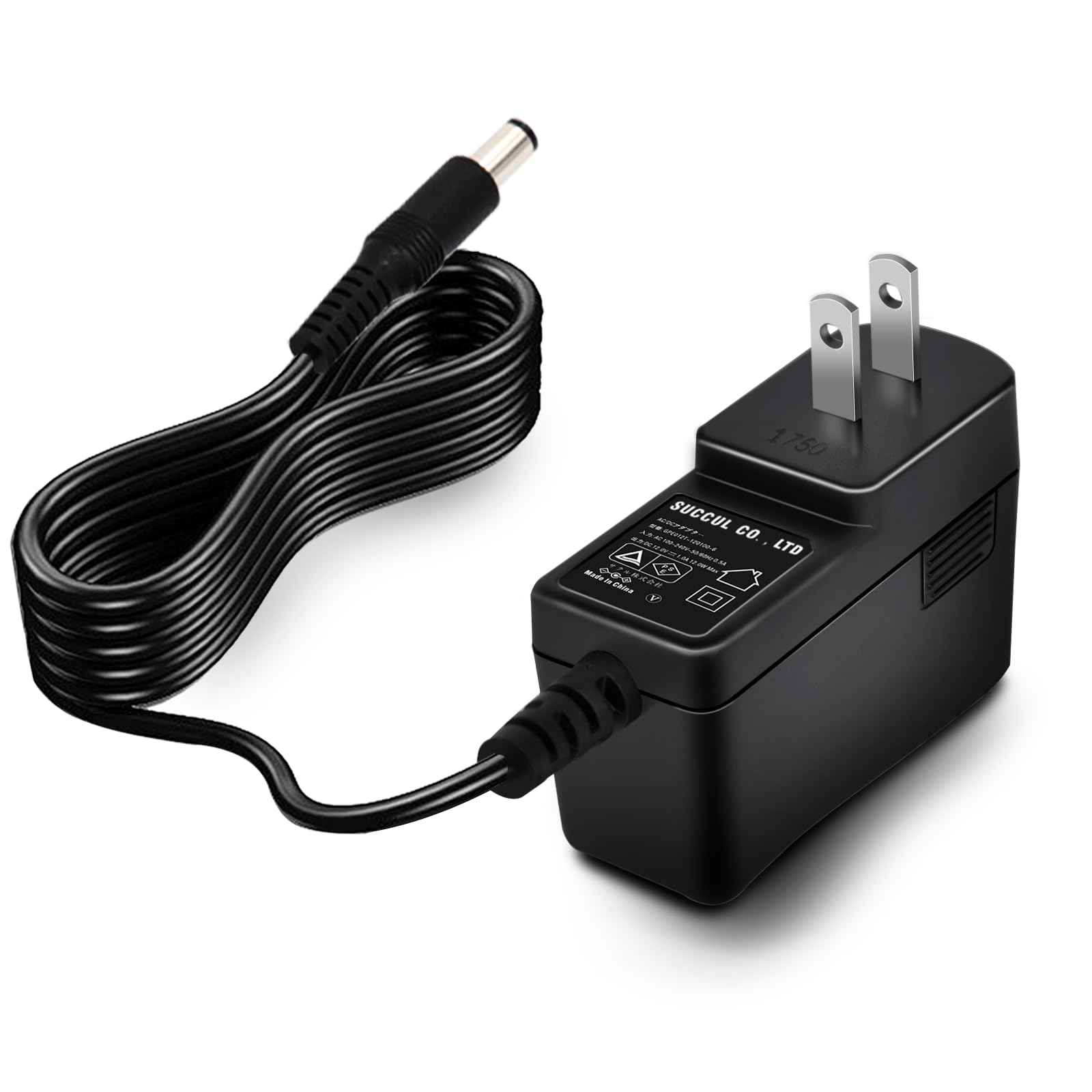 SUCCUL ACアダプター 12V 1A 大手メーカーOEM社製品 センタープラス スイッチング式 出力12Wまで 出力プラグ外径5.5mm(内径2.1mm)PSE取得品