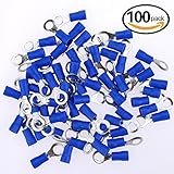 Glarks 100pcs 16-14 Gauge M5 Ring Electrical Insulated Quick Splice Crimp Terminals Connectors [並行輸入