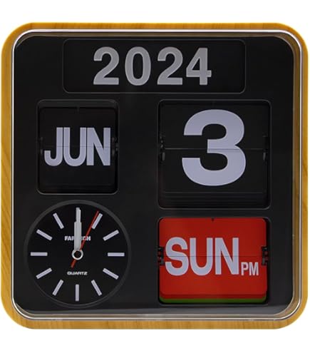 Karlsson KA5364WD Calendar Wall Clock-Plastic Mini Flip, Brown