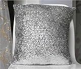 ShinyBeauty 20 x 20-inch-throw枕covers-white、スパンコール枕ケース、Mettalic枕ケース(セットof 2 ) 20X20-Inch シルバー ShinyB