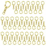 BTtime キーホルダー金具 50個入 手作り 素材 キーホルダーパーツ 回転カン付き ワンタッチキーホルダー金具 DIY 手芸用品 ハンドメイド アクセサリー (ゴールド)