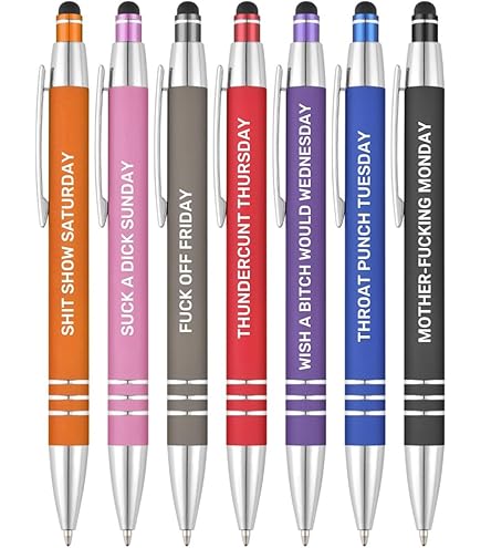 UKLL-12 Pieces Funny Sarcastic Ballpoint Pens, Office Snarky Touch Screen Stylus Pen Encouraging, Black Ink (12 Color,Negative - View #7