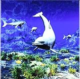 Simone GatterweデザインSea Life – underwater scene with dolphin、Sharks and Tropical Fishes – タイル 8-Inch 