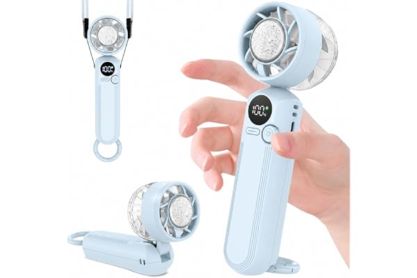 YOIIYO ハンディファン 冷却プレート付き 1秒冷感 100段階パワフル風量 首掛け/卓上/手持ち/腰掛け カラビナとストラップ付き 最長12h稼働 携帯扇風機 小型 静音 2h急速充電 手持ち扇風機 小型扇風機 熱中症対策 プレゼント ギフト