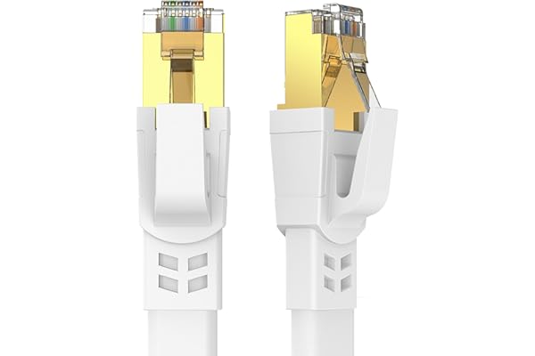 Ankuly CAT8 LANケーブル カテゴリー8 ウルトラフラットケーブル 40Gbps/2000MHz ランケーブル やわらか FTPシールド イーサネットケーブル サーバー 企業様向け 業務用 屋外用 CAT8準拠 (1m-ホワイト)