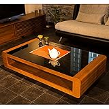 innovationlife ブラックガラス モダンデザインテーブル 120cm幅 ブラウン