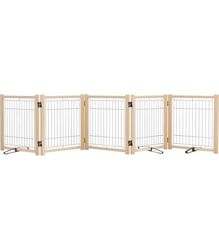 木製自立式ドッグゲート 5枚、高さ58cm長さ292cm Amazon.co.jp: 木製自立式ドッグゲート (5枚、 高さ58cm 長さ