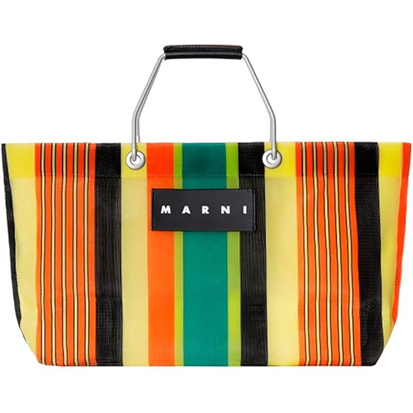 MARNI ストライプ エコバッグ 黒 紫 黄色 ストライプバッグ | Marni
