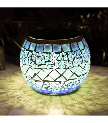 モザイクガラスのボールランプ Amazon.co.jp : ソーラー ガラス ボール ライト、色が変わる