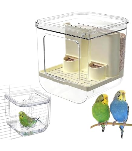 Amazon | ケージ用汚れない鳥の餌箱、こぼれない自動バードフィーダー