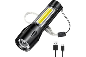 懐中電灯 強力 ledライト 高輝度 高級XPEライト COB作業灯 伸縮ズーム 3モ-ド調光 USB充電式 防滴 アルミ合金製 軽量 小型 携帯便利 尾ひもつき フラッシュライト