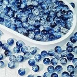 ガラスビーズ 10mm 100個入り ラウンドビーズ アクセサリー制作 手芸 ビーズパーツ ブレスレット ネックレス ビビッドカラー (クリア＆ブルー) NYANDELMO ND-0280-R02-H3-CLBL