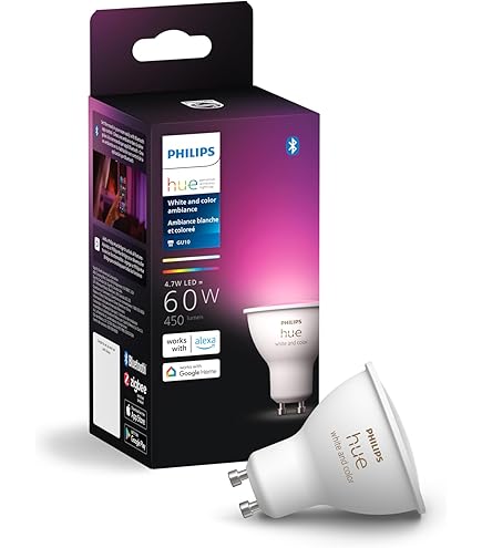 Amazon.co.jp: Philips Hue Smart 60W GU10 LED電球 - 白と色の