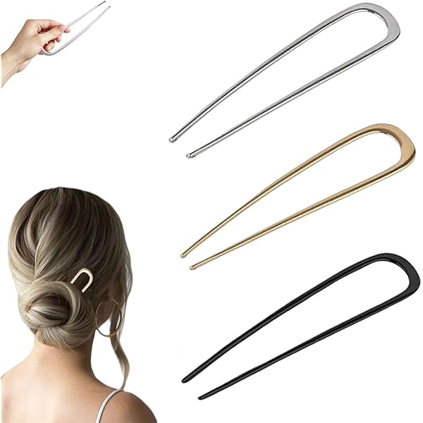Amazon | メタルフレンチヘアピン、女性用ゴールドヘアピン2個、パン用