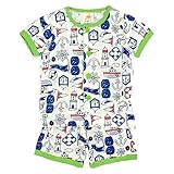 ベビー 半袖 パジャマ 男の子 前開きパジャマ 腹巻付 丸首 半ズボン 寝巻き グリーンｘネイビー-NV 95cm