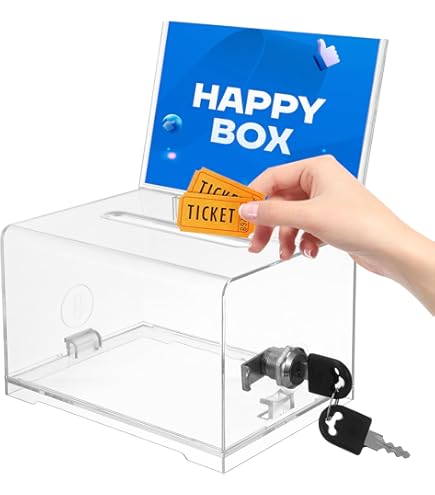 Amazon.co.jp: SAFIGLE 募金箱 アクリル 透明 投票箱 鍵付き